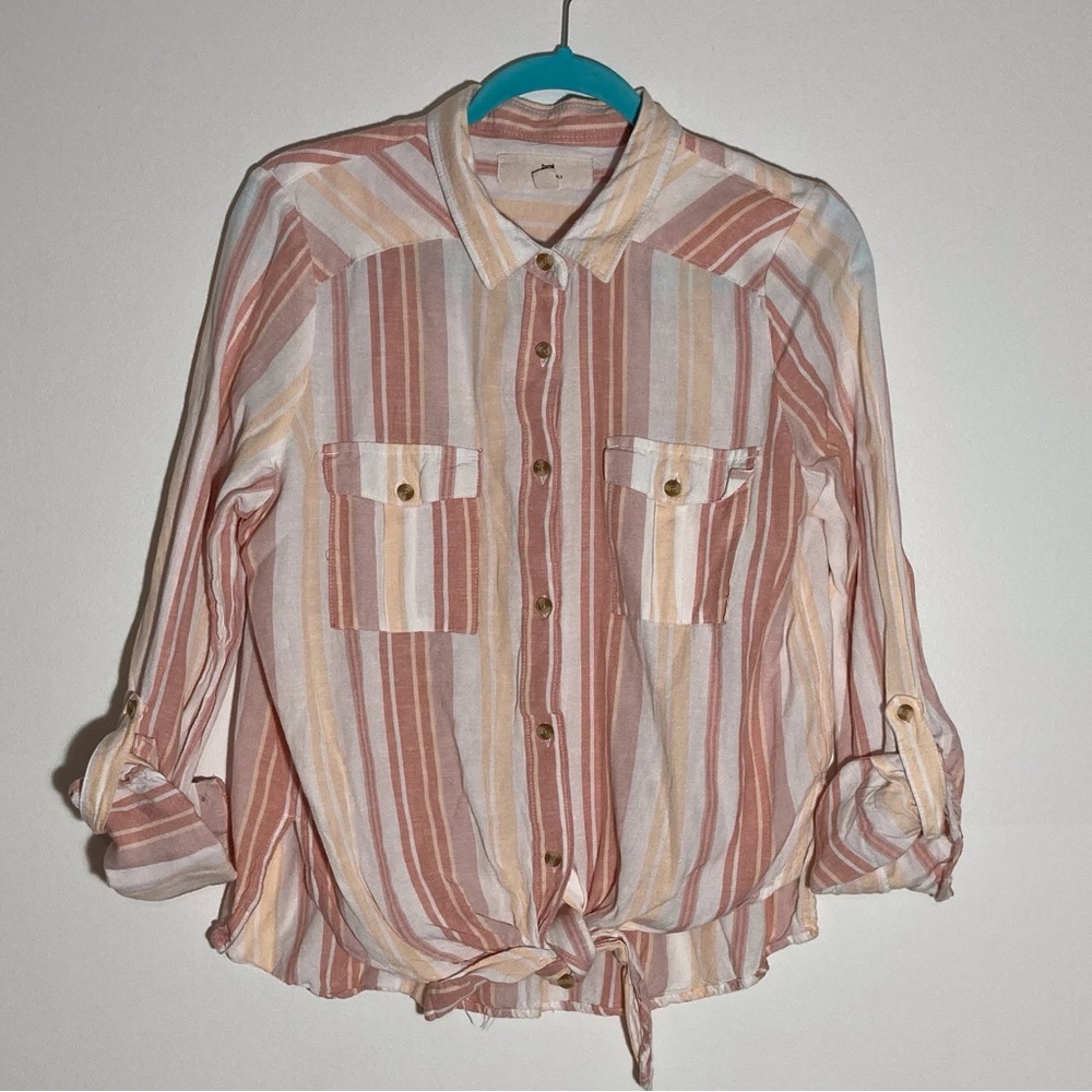 Thread & Supply Women's Button Down Shirt - Peach and Cream